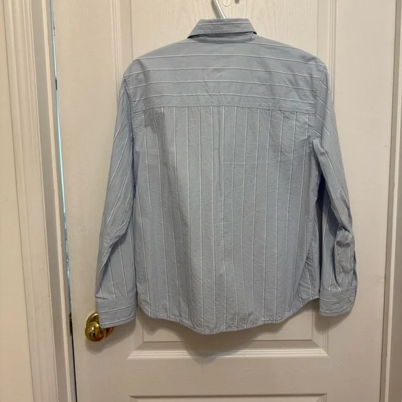 Wilfred Women’s Sky Blue Pinstripe Set Shirt & Shorts - Picture 2 of 6